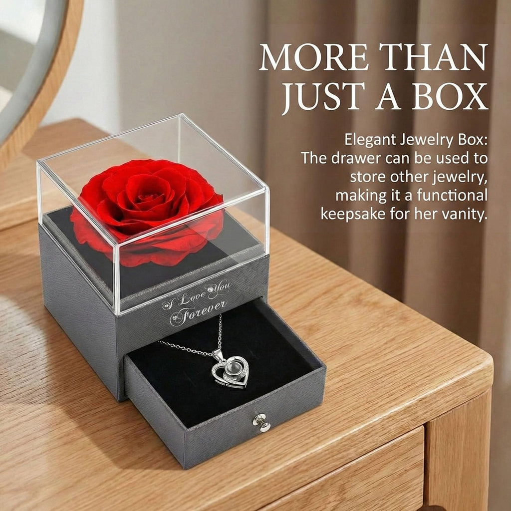 Mothers Day Gifts Valentines Gifts for Her - Red Rose with I Love You Necklace, Flowers Rose Gifts for Women, Mom, Wife and Girlfriend on Mothers Day Christmas Anniversary Birthday Gift for Her