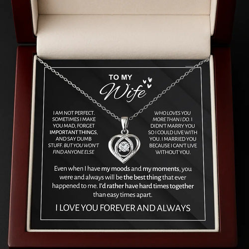 To My Wife - Forever & Always Heart Necklace Gift