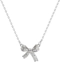 Bow Necklace Butterfly Necklace, 18 In, Sterling Silver Collarbone Necklace