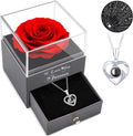 Mothers Day Gifts Valentines Gifts for Her - Red Rose with I Love You Necklace, Flowers Rose Gifts for Women, Mom, Wife and Girlfriend on Mothers Day Christmas Anniversary Birthday Gift for Her
