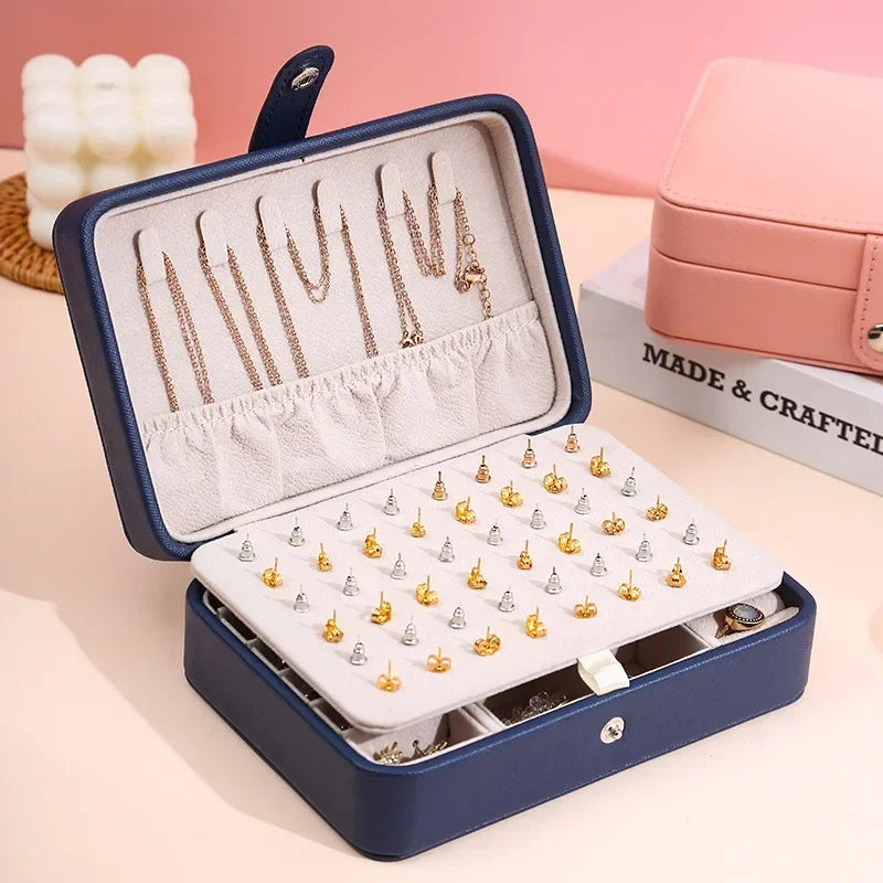 Jewelry Box PU Leather Jewellery Storage Earring Boxes Packaging Storage Display Case Organizer for Home Travel Girl Gift