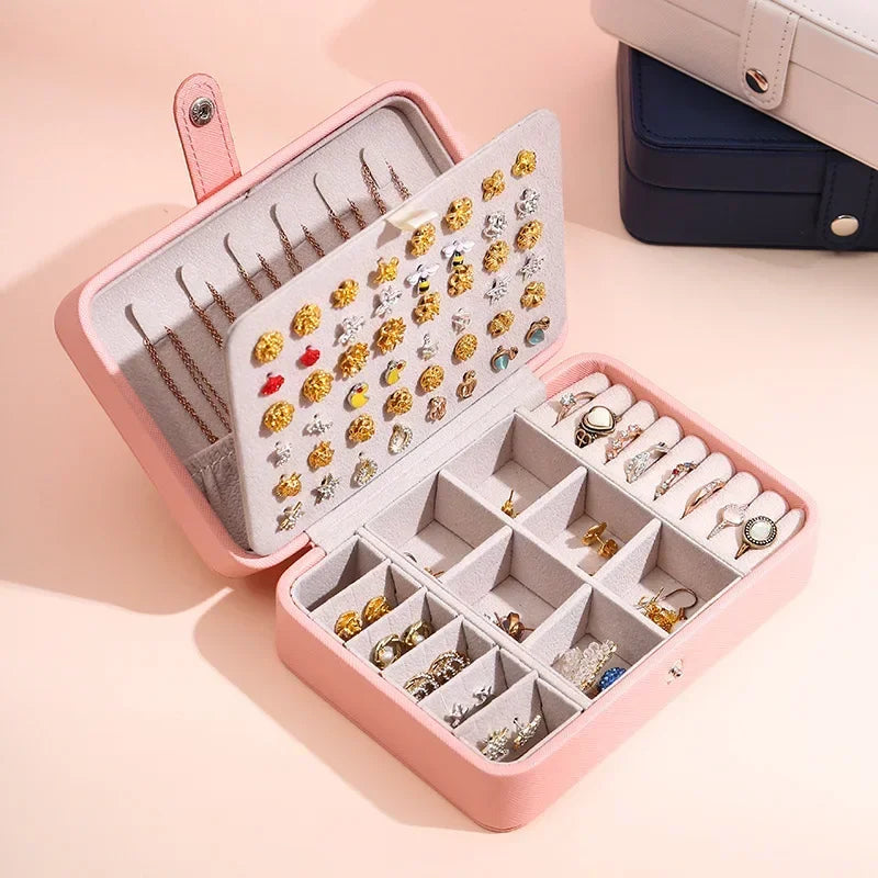 Jewelry Box PU Leather Jewellery Storage Earring Boxes Packaging Storage Display Case Organizer for Home Travel Girl Gift