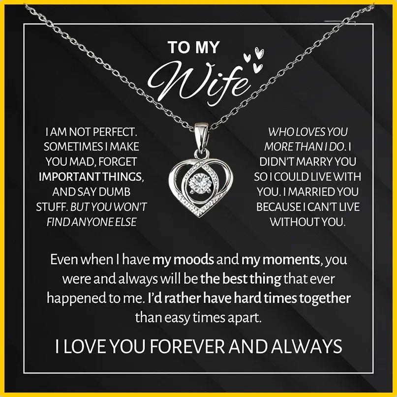 To My Wife - Forever & Always Heart Necklace Gift