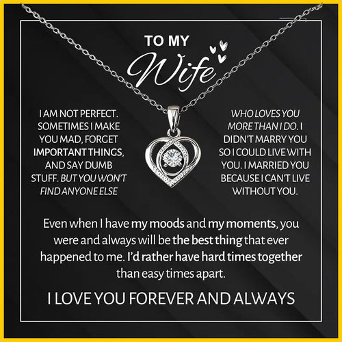 To My Wife - Forever & Always Heart Necklace Gift