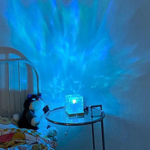 16 Colours Led Water Ripple Ambient Night Light Usb Rotating Projection Lamp