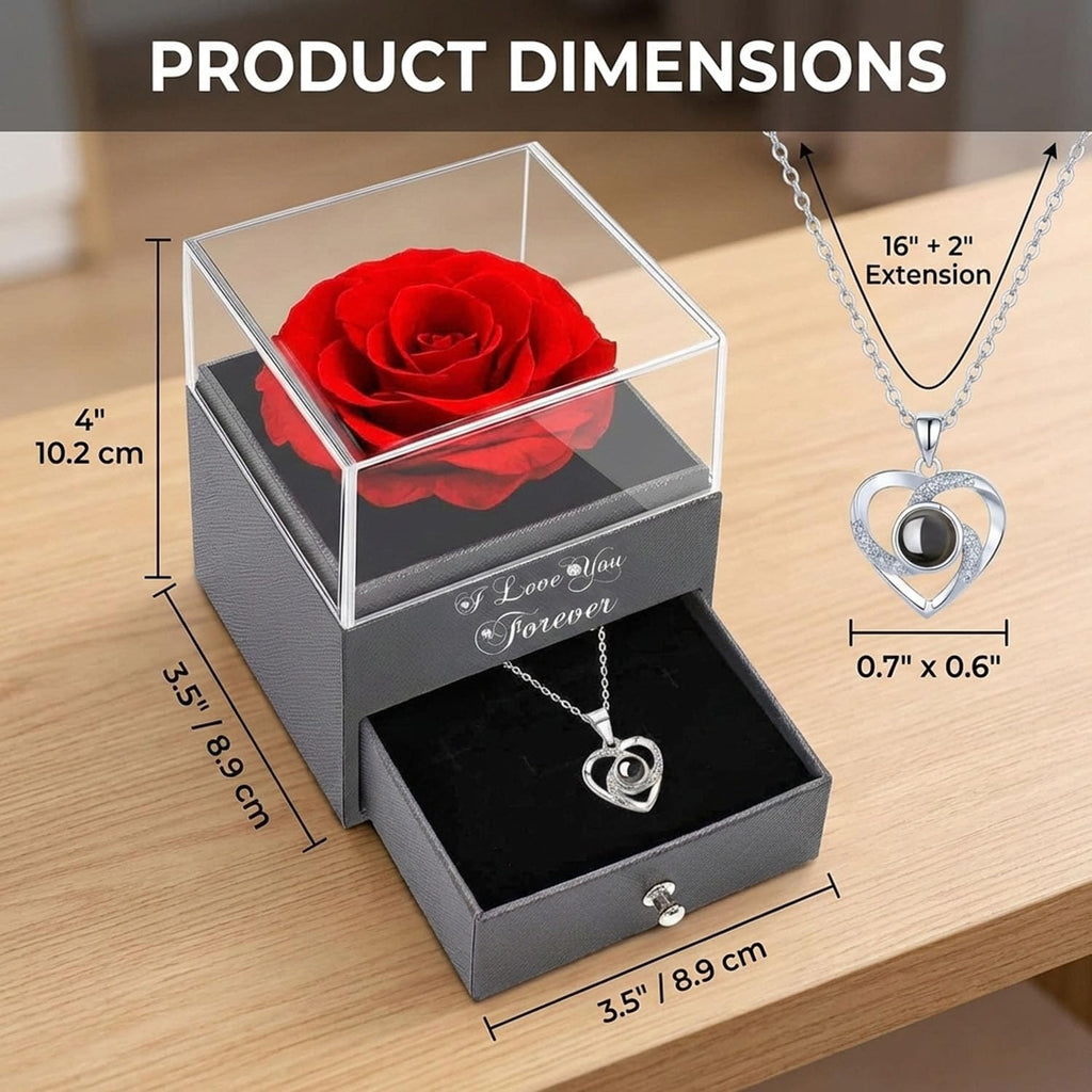 Mothers Day Gifts Valentines Gifts for Her - Red Rose with I Love You Necklace, Flowers Rose Gifts for Women, Mom, Wife and Girlfriend on Mothers Day Christmas Anniversary Birthday Gift for Her