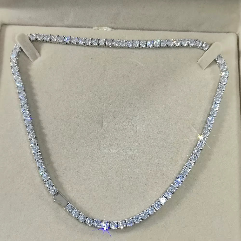 Tennis Chain 3Mm 4Mm 5Mm 1 Row Bling Zircon Brass Material Necklace Hip Hop Man and Women Iced Out Jewelry
