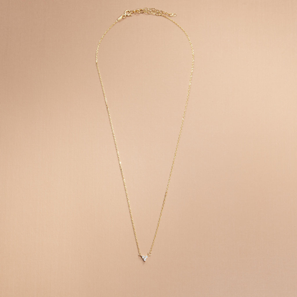 3 Diamond Necklace - Dainty Minimalist Diamond Necklace, Delicate Layering Necklace, Cz Diamond Necklace, Bridal Jewelry, 14K Gold Necklace