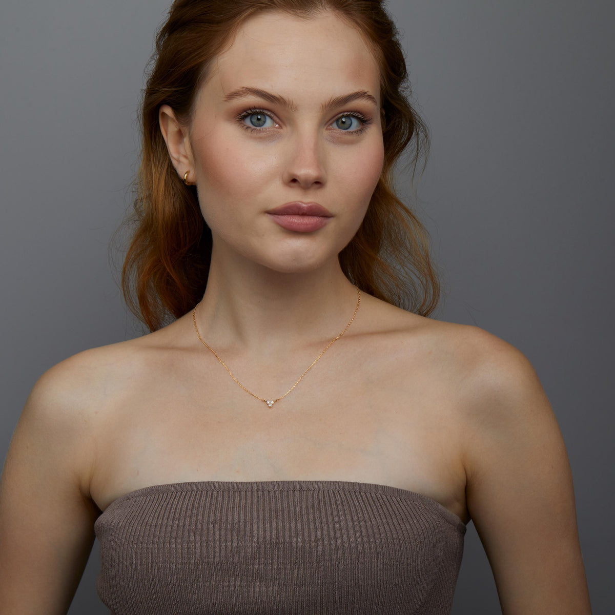 3 Diamond Necklace - Dainty Minimalist Diamond Necklace, Delicate Layering Necklace, Cz Diamond Necklace, Bridal Jewelry, 14K Gold Necklace