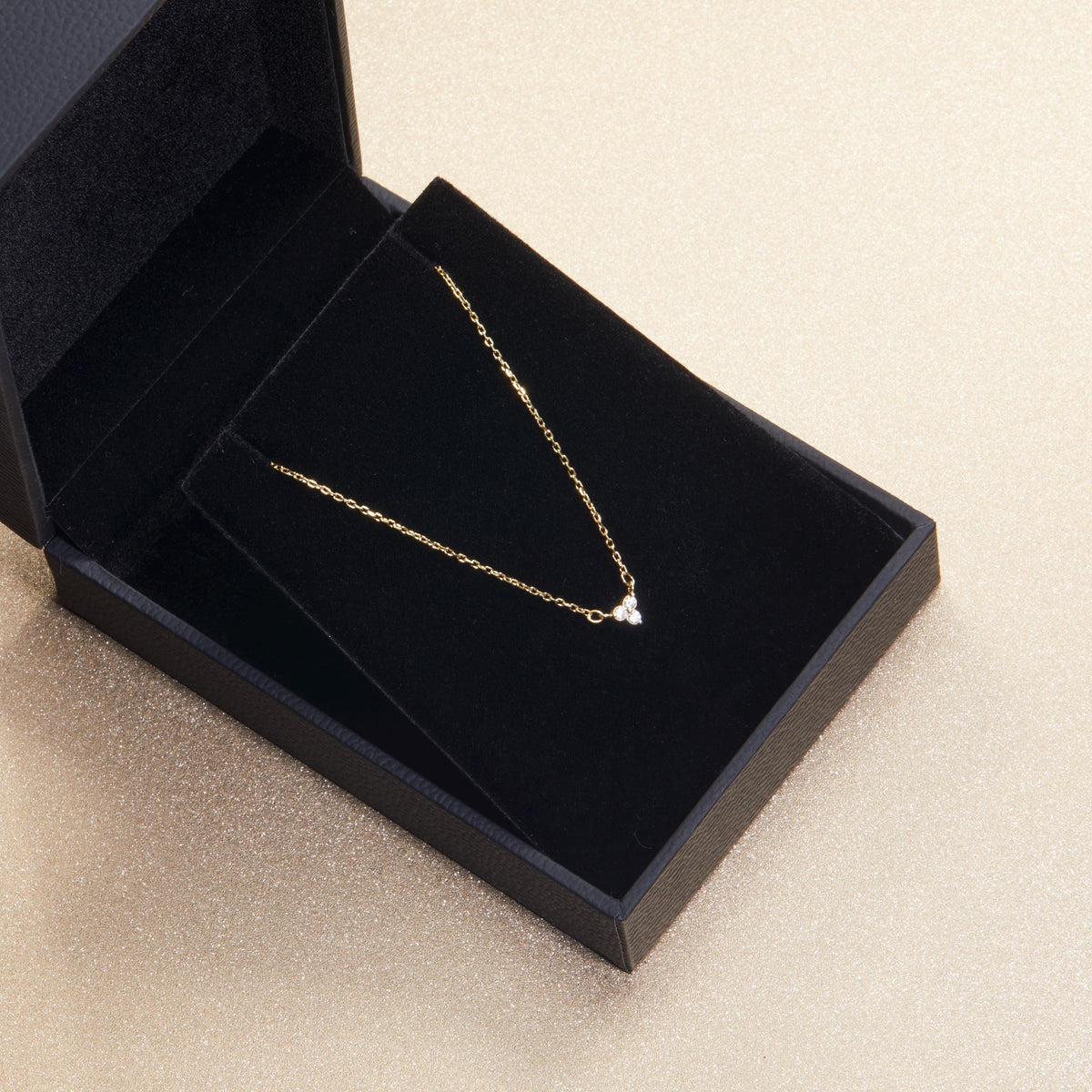 3 Diamond Necklace - Dainty Minimalist Diamond Necklace, Delicate Layering Necklace, Cz Diamond Necklace, Bridal Jewelry, 14K Gold Necklace